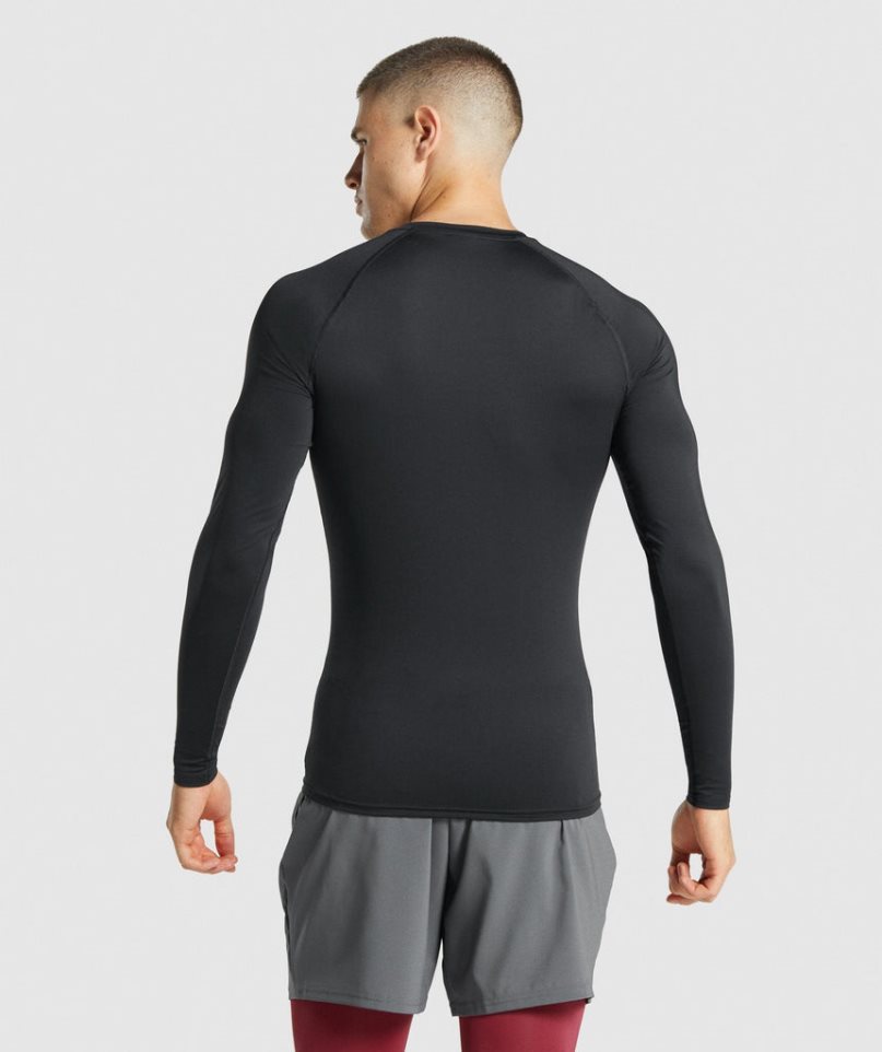 Men's Gymshark Element Baselayer Long Sleeve T-Shirts Black | NZ 7GCRLT